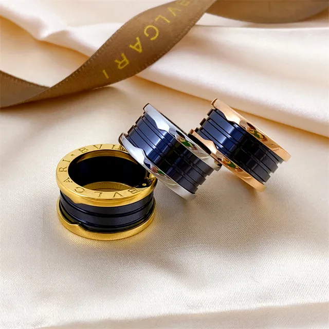 Bvlgari B.zero1 Multi-Band Gold-Tone and Black Ceramic Ring 9
