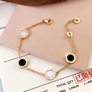 Bvlgari B.zero1 Rock Gold-Tone Mother-of-Pearl and Onyx Bracelet