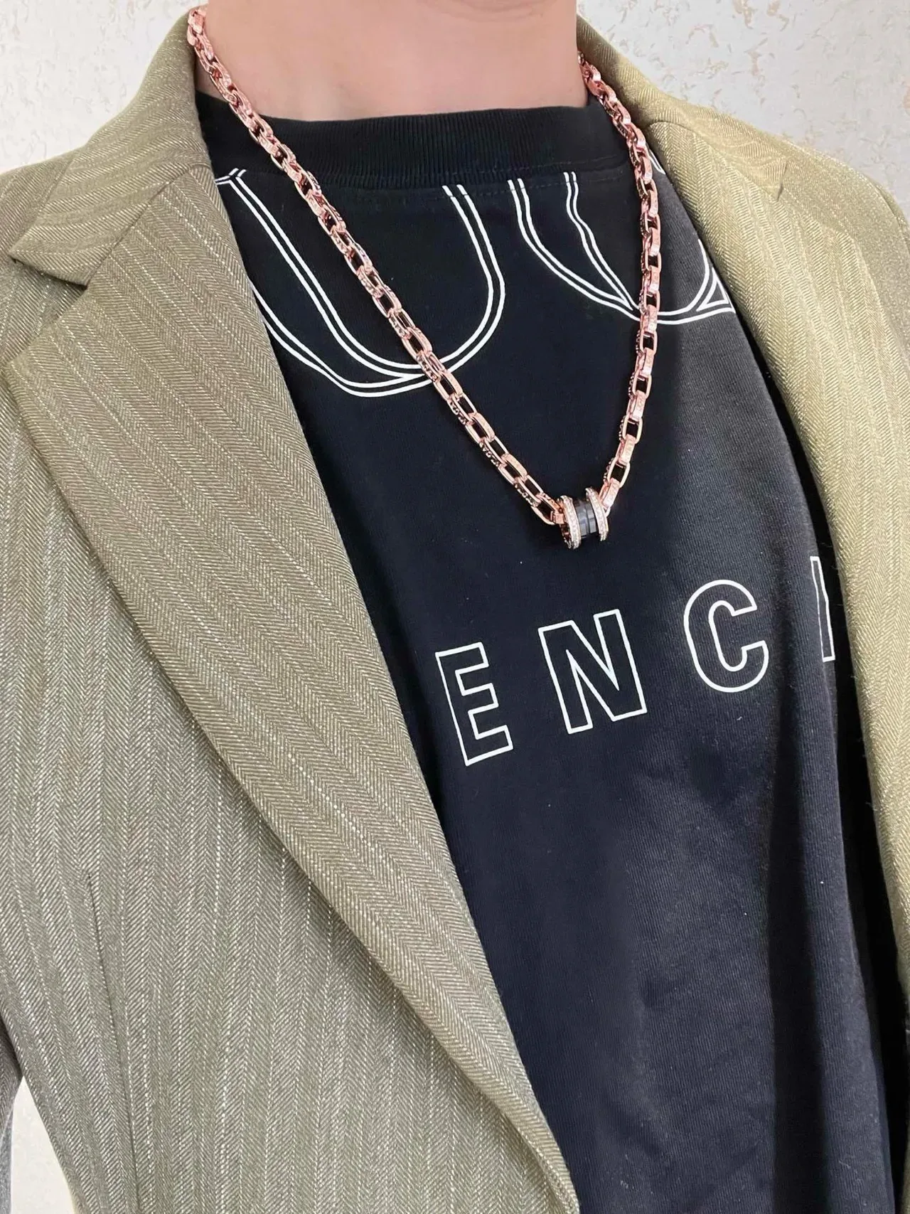 Bvlgari B.zero1 Or Rose Pavé Diamants Onyx Noir Collier 2