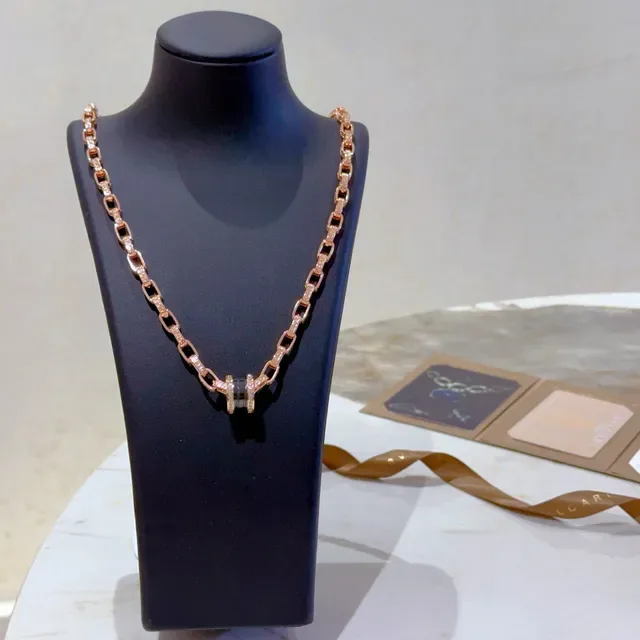 Bvlgari B.zero1 Or Rose Pavé Diamants Onyx Noir Collier 4