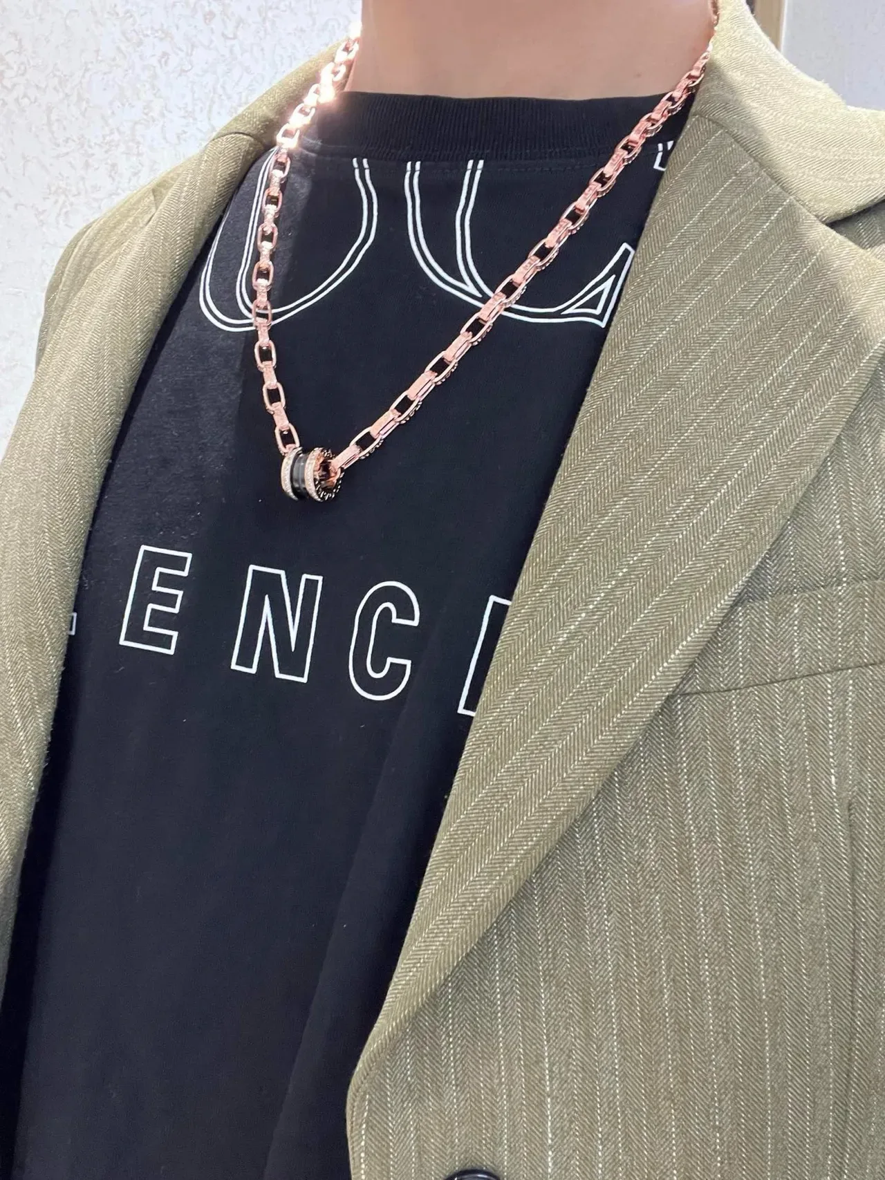 Bvlgari B.zero1 Or Rose Pavé Diamants Onyx Noir Collier 5