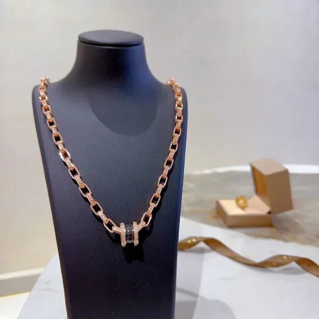 Bvlgari B.zero1 Or Rose Pavé Diamants Onyx Noir Collier 6