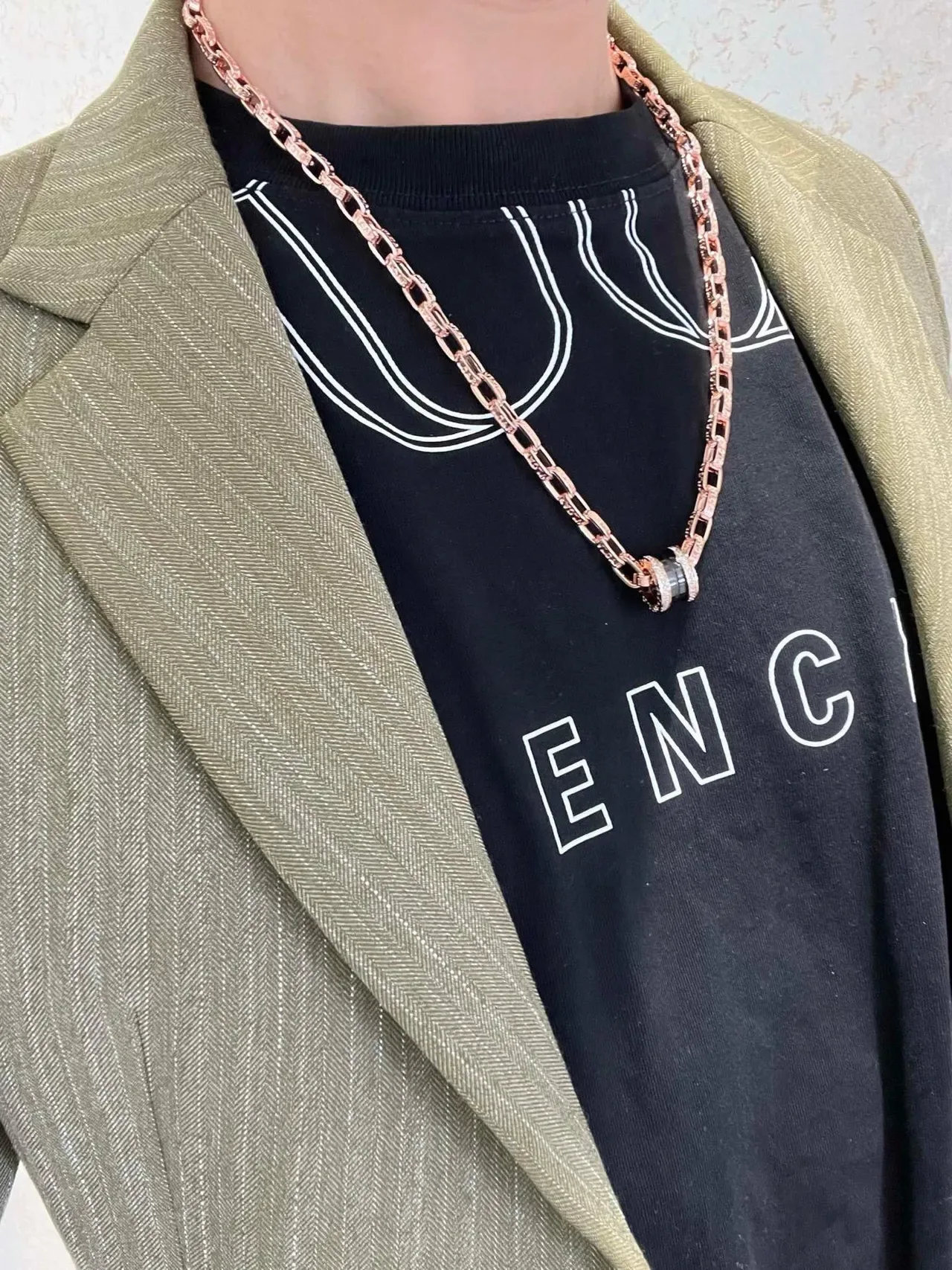 Bvlgari B.zero1 Or Rose Pavé Diamants Onyx Noir Collier 8