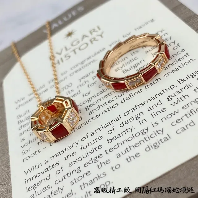 Bvlgari Geometric Red Enamel and Crystal Pendant Necklace 6