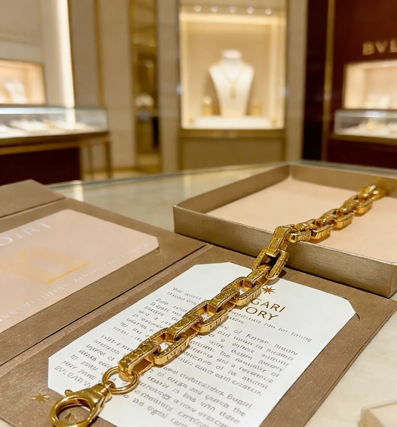 Bvlgari Iconic Link Bracelet Chaîne Or Gravé 2