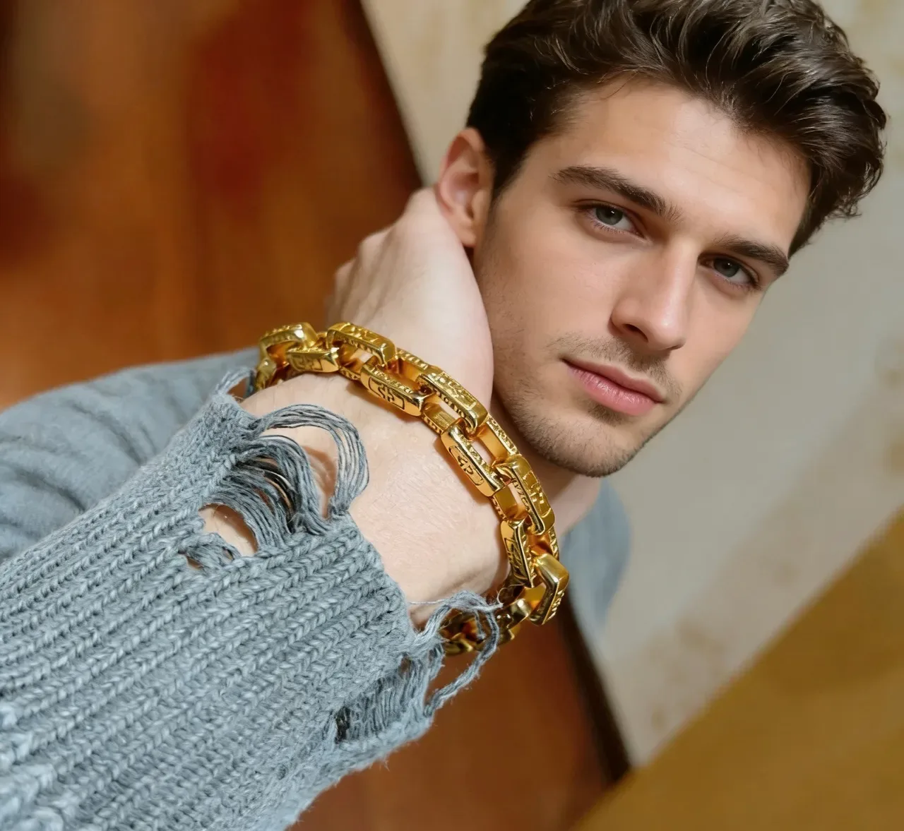 Bvlgari Iconic Link Bracelet Chaîne Or Gravé 3