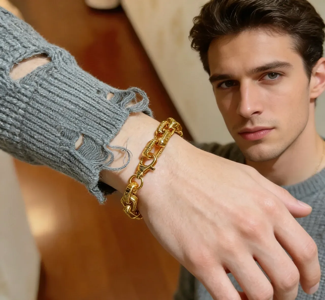 Bvlgari Iconic Link Bracelet Chaîne Or Gravé 8