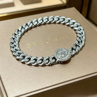 Bvlgari Iconica রুপো মোটা Curb-Link Faceted Diamond-Cut Finish ব্রেসলেট