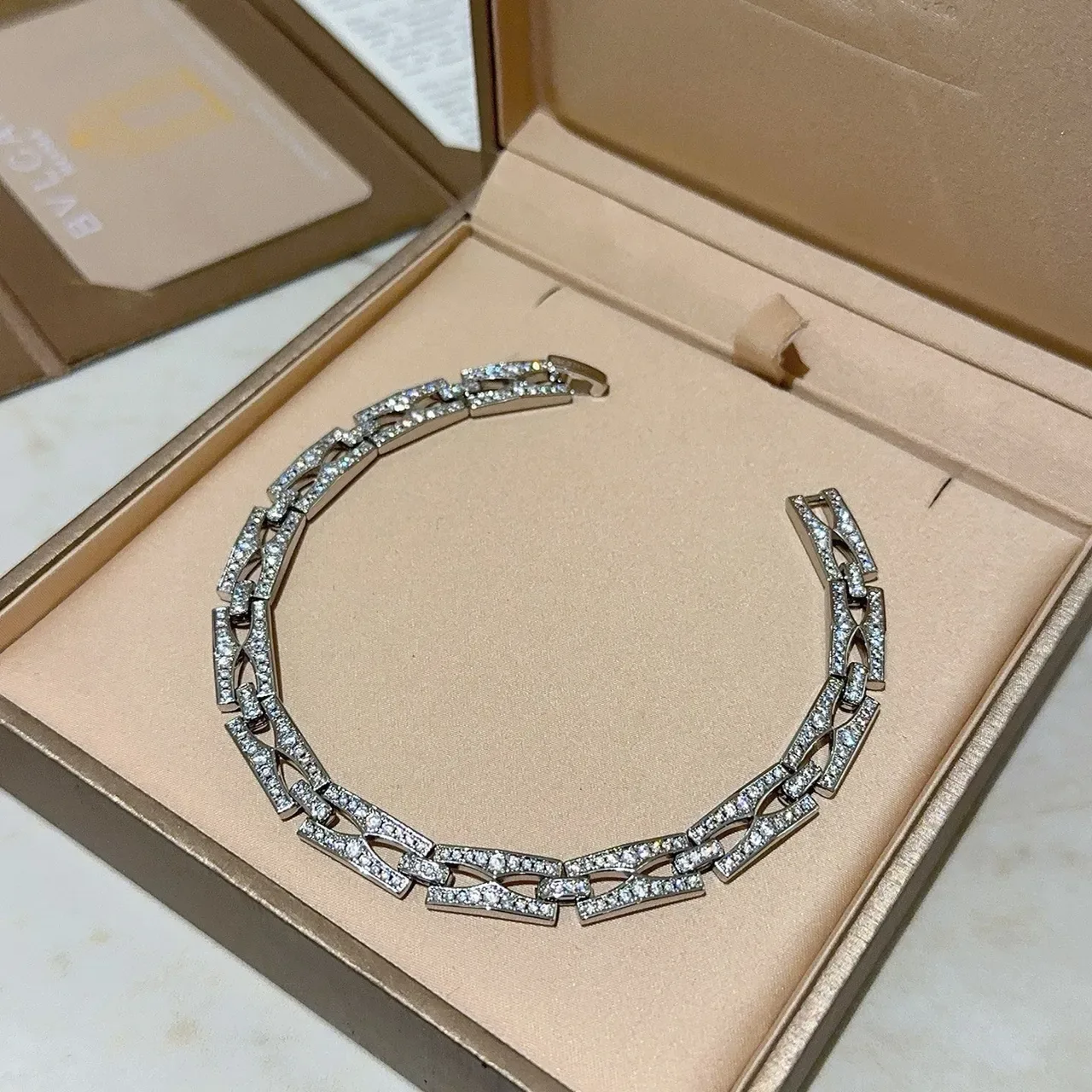 Bvlgari Interlocking Geometric Pavé Bracelet 6