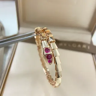 Bvlgari Serpenti रूबी सेट गोल्ड टोन आर्टिकुलेटेड ब्रेसलेट
