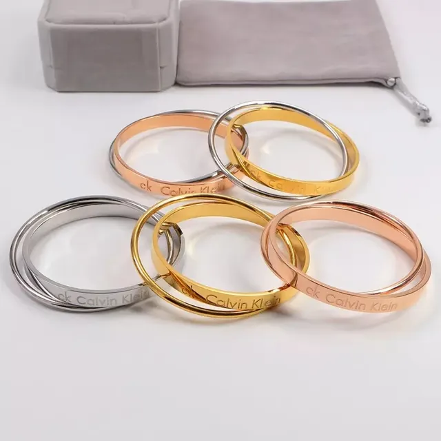 Calvin Klein Interlocking Double-Band Rose Gold Bracelet 2