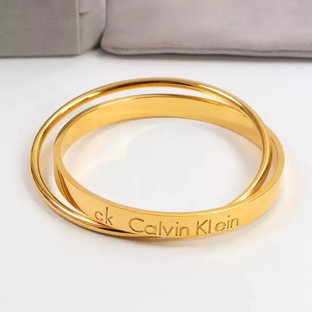 Calvin Klein Interlocking Double-Band Rose Gold Bracelet 7