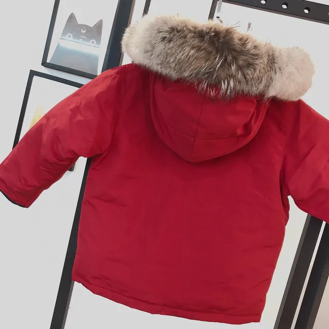 Canada Goose Expedition Red Beige Hooded Fur-Trimmed Parka 5