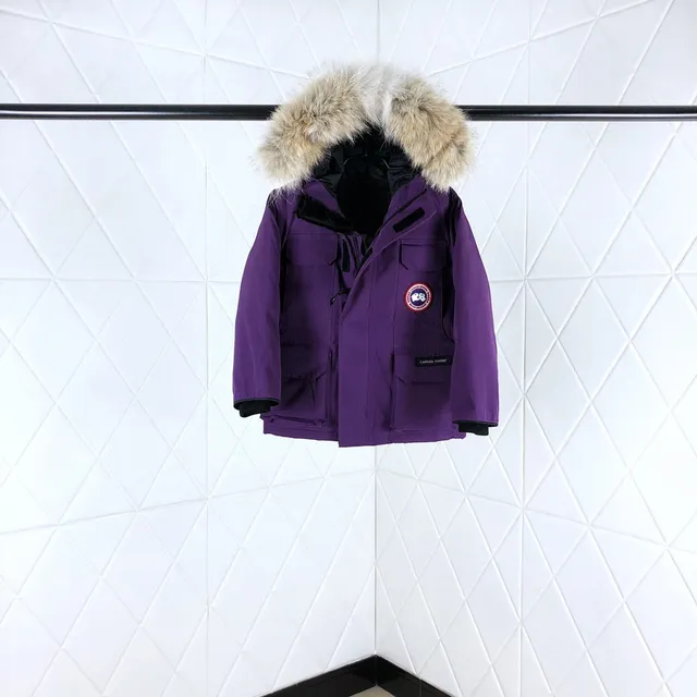Canada Goose Expedition Red Beige Hooded Fur-Trimmed Parka 22