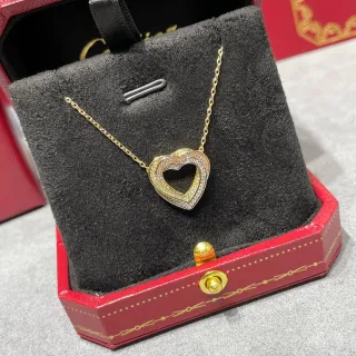 Cartier Amulette de Cartier Heart Double-Layer Pavé Diamond Two-Tone Gold Necklace
