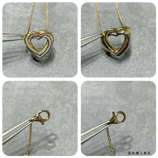Cartier Amulette de Cartier Cœur Collier à double couche Pavé Diamant Deux Tons Or 2