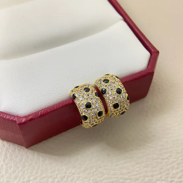Anel Cartier Ouro Preto Pavé-Set com Forma de Domo de Banda 5
