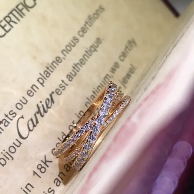 Bague Cartier Or Argent Entrelacé Triple-Bande Pavé Diamant 4