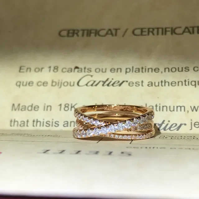 Bague Cartier Or Argent Entrelacé Triple-Bande Pavé Diamant 5