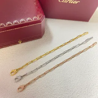 Cartier सोने और चांदी आयताकार लिंक चेन पॉलिश धातु कंगन