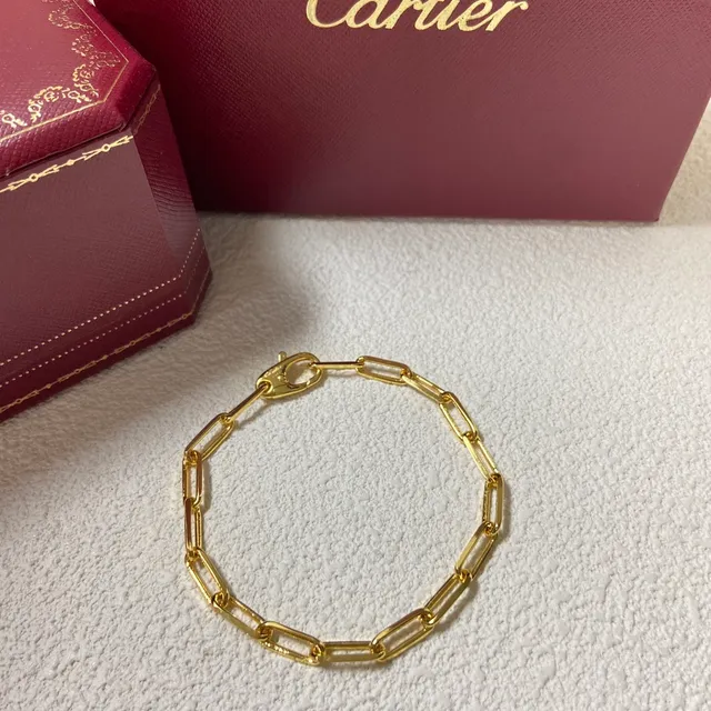 Cartier ذهب وفضة سلسلة روابط مستطيلة معدن مصقول سوار 2