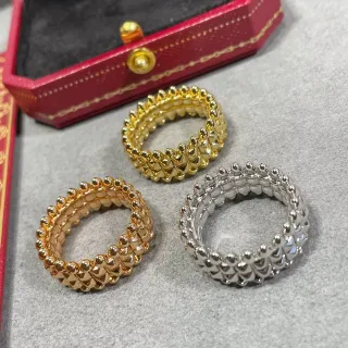 Cartier Gold Silver Spiked Geometric Dual-Row Pavé-Stud Ring