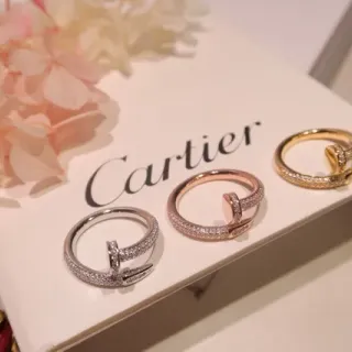 كارتير جاست يون كلو خاتم ذهبي فضي Pavé-Diamond مرصع نقشة المسمار