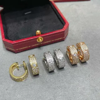 Cartier Juste un Clou Gold Silver Pavé-Set Hoop Earrings