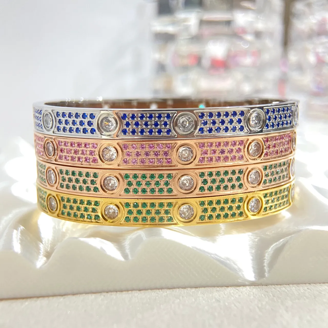 Cartier Juste un Clou Multicolor Pavé Gemstone Bangle Bracelets 1
