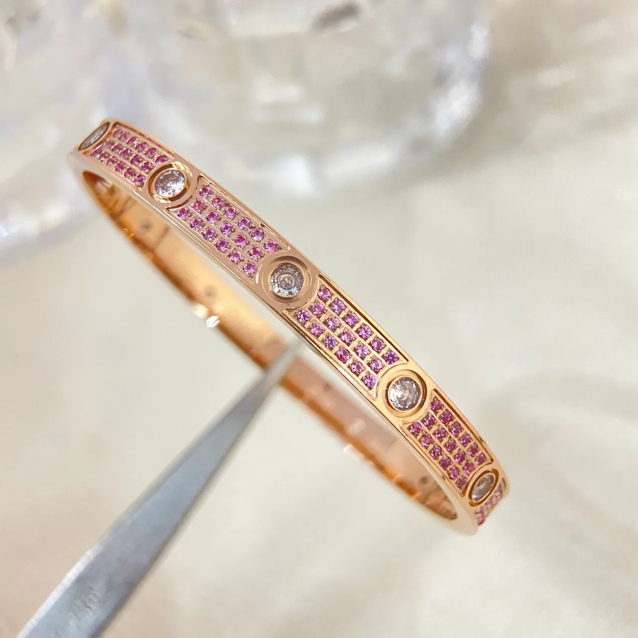 Cartier Juste un Clou Multicolor Pavé Gemstone Bangle Bracelets 5