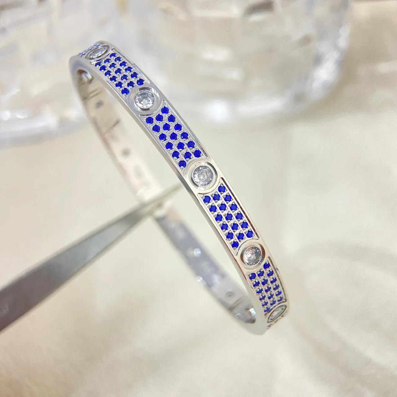Cartier Juste un Clou Multicolor Pavé Gemstone Bangle Bracelets 6
