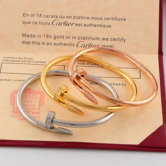 Cartier Juste un Clou Motif Clou Pavé Cristal Bracelet Bangle à Charnière 9