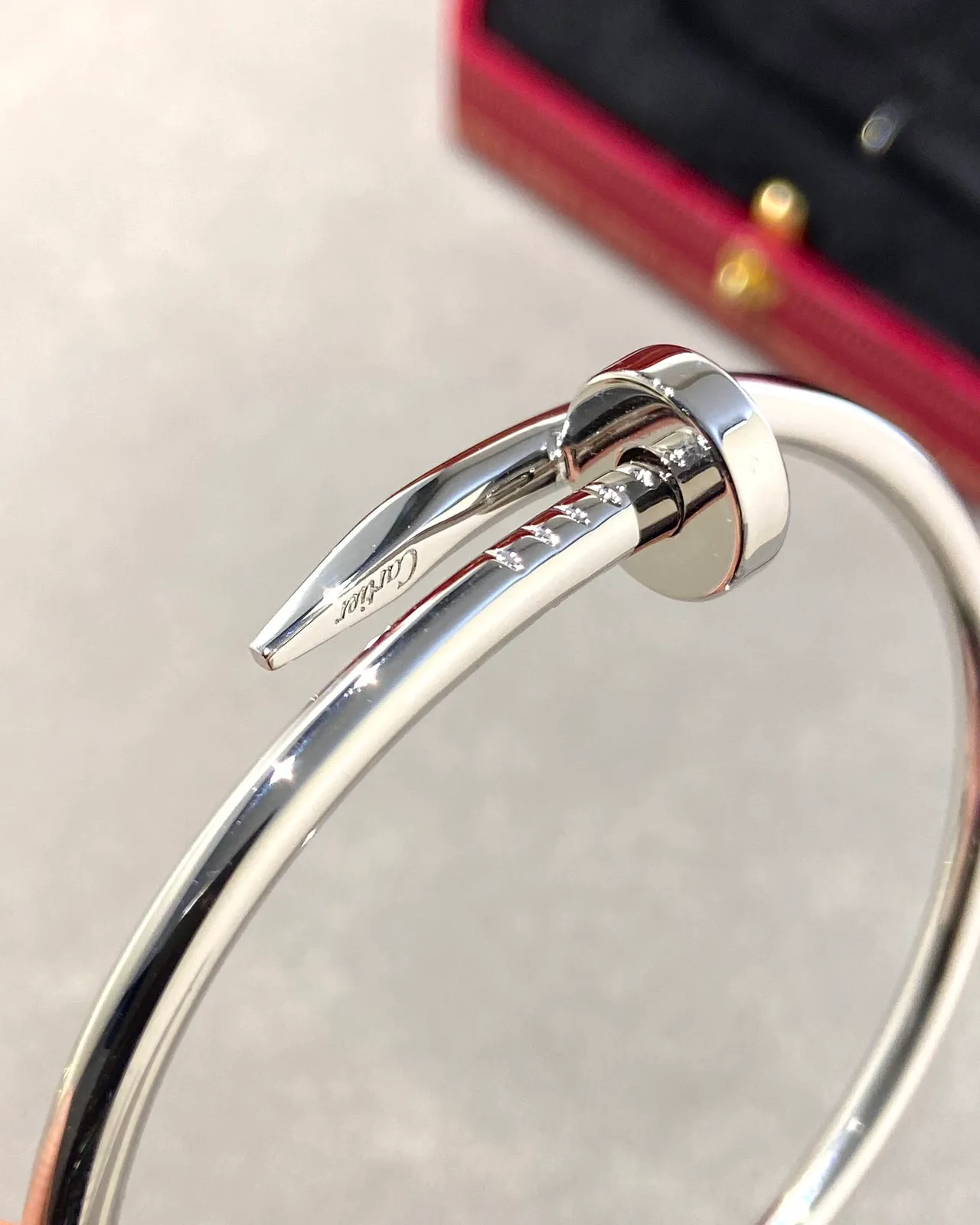 Cartier Juste un Clou Pulseira Aberta de Prata Polida com Cabeça de Prego 7