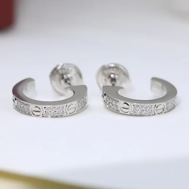 Cartier Juste un Clou Créoles Plates Pavé-Set Cristaux Argent et Or 6