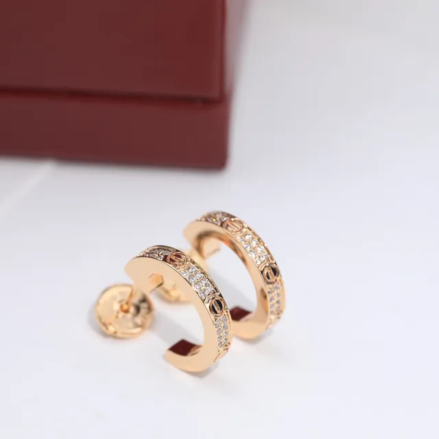 Cartier Juste un Clou Créoles Plates Pavé-Set Cristaux Argent et Or 7