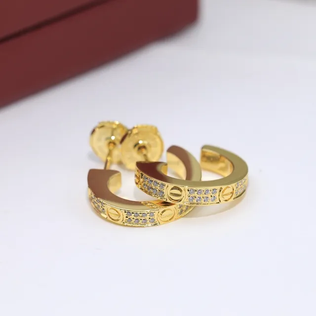 Cartier Juste un Clou Créoles Plates Pavé-Set Cristaux Argent et Or 9
