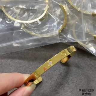 Cartier Juste un Clou Single Diamond Gold Tone Open Bangle Bracelet
