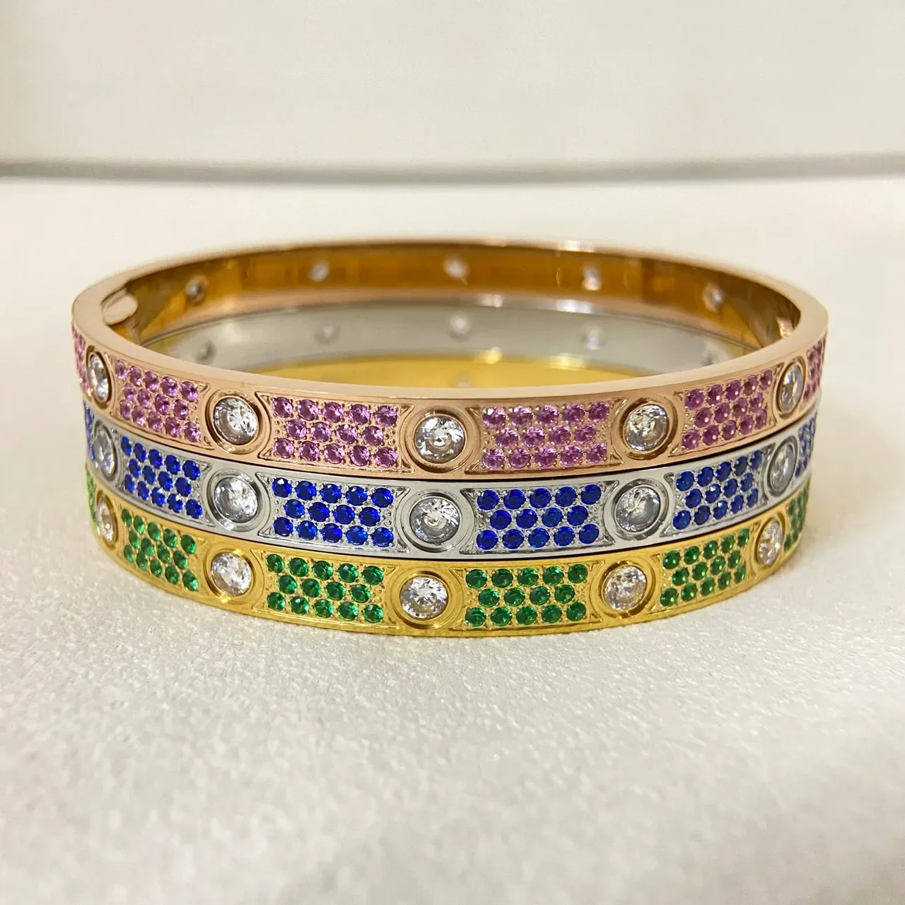 Bracelets Cartier Juste un Clou Triple Stack Pavé Gemstone 1