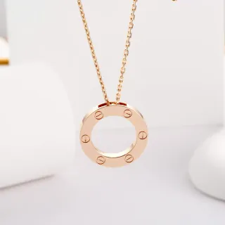 Cartier Love Circular Open Hoop Screw-Motif Rose Gold Necklace