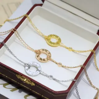Cartier Love Silver Gold Circular Open-Ring Pendant Roman Numeral Engraving Necklace