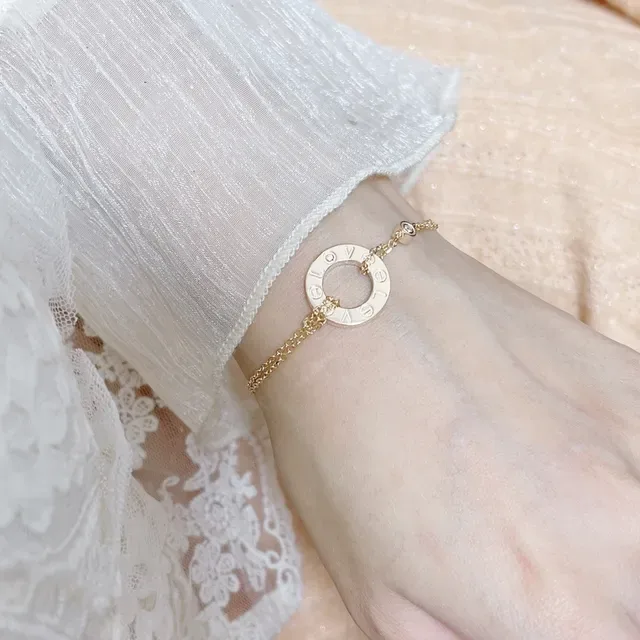 Cartier Love Silver Gold Circular Open-Ring Pendant Roman Numeral Engraving Necklace 3