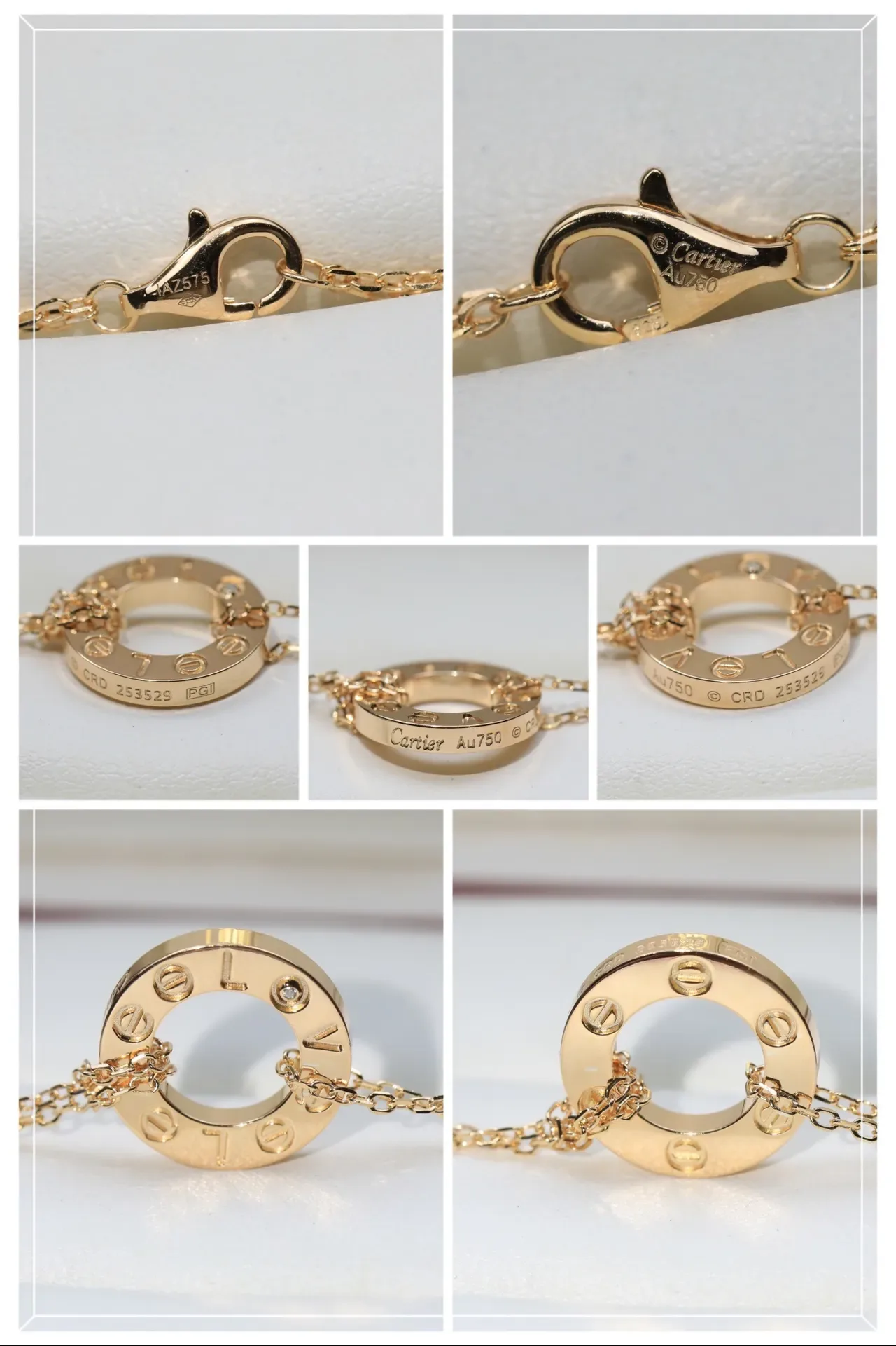 Cartier Love Silver Gold Circular Open-Ring Pendant Roman Numeral Engraving Necklace 4