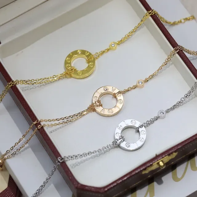 Cartier Love Silver Gold Circular Open-Ring Pendant Roman Numeral Engraving Necklace 5