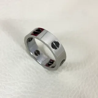 Cartier Love خاتم فضي أحمر نطاق مسطح نمط مسمار