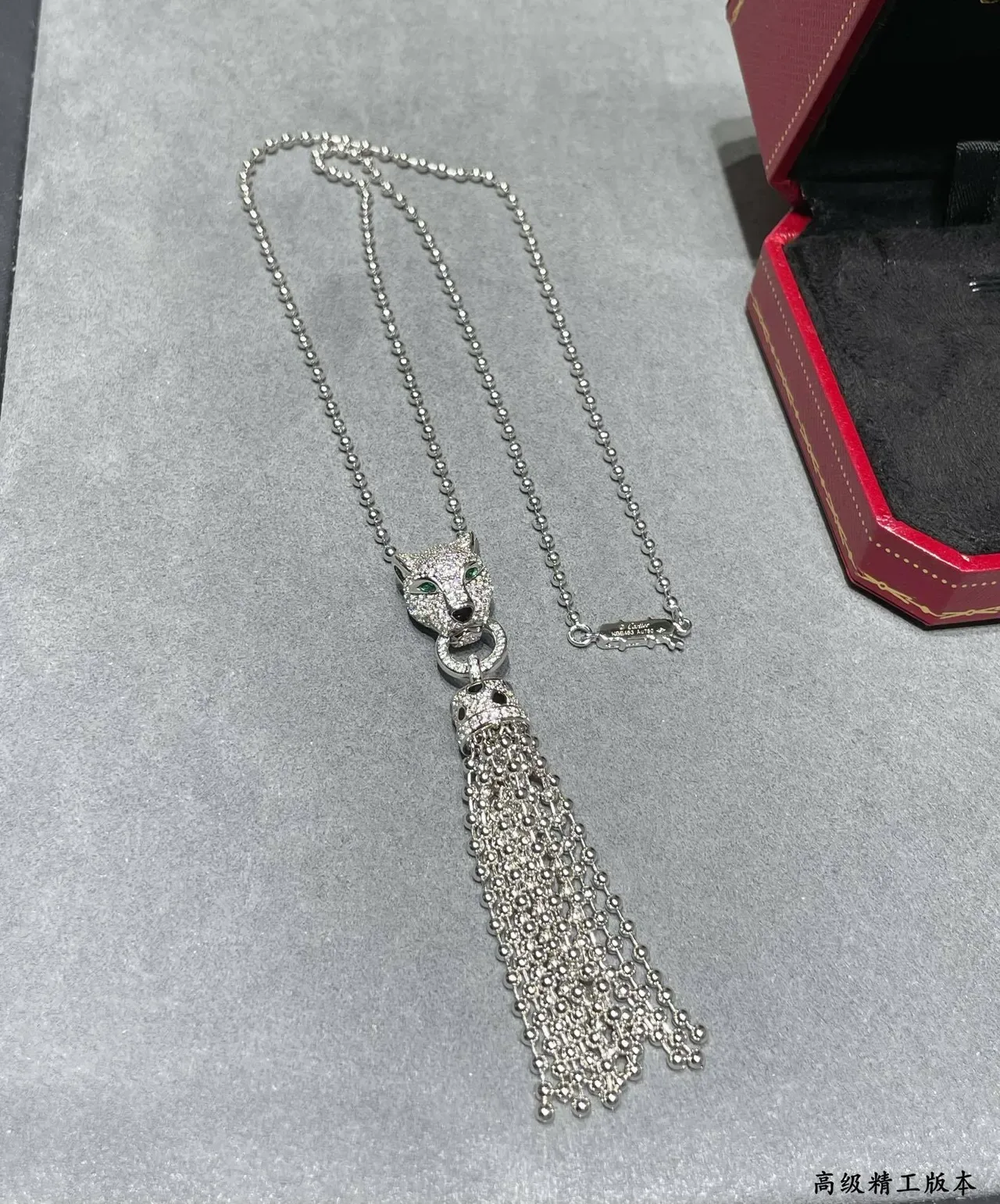 Cartier Panthère de Cartier Tassel Necklace Silver and Gold Tone Necklaces 5