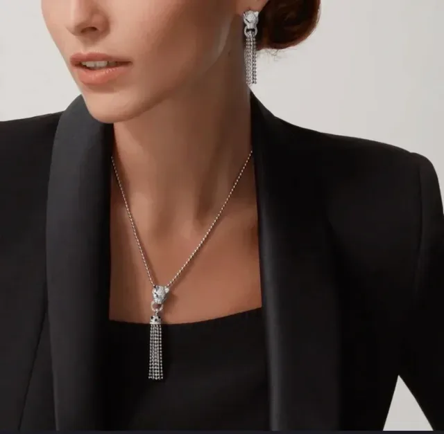 Cartier Panthère de Cartier Tassel Necklace Silver and Gold Tone Necklaces 9