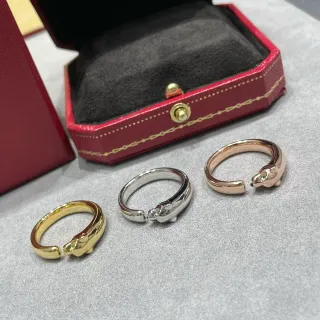 Cartier Panthère Gold Silver Panther Head Motif Open Adjustable Band Ring