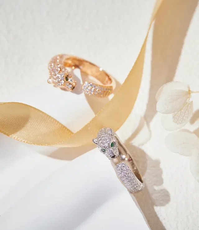 Cartier Panthère Tête de Panthère Diamants Pavé Œil d'Émeraude Bague Ouverte 4