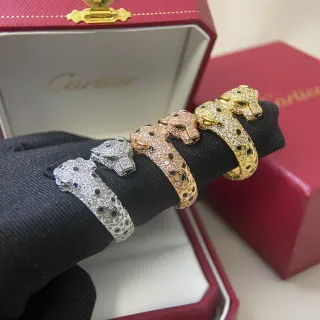 Cartier Panthère पैंथर हेड Pavé Diamond Onyx रिंग