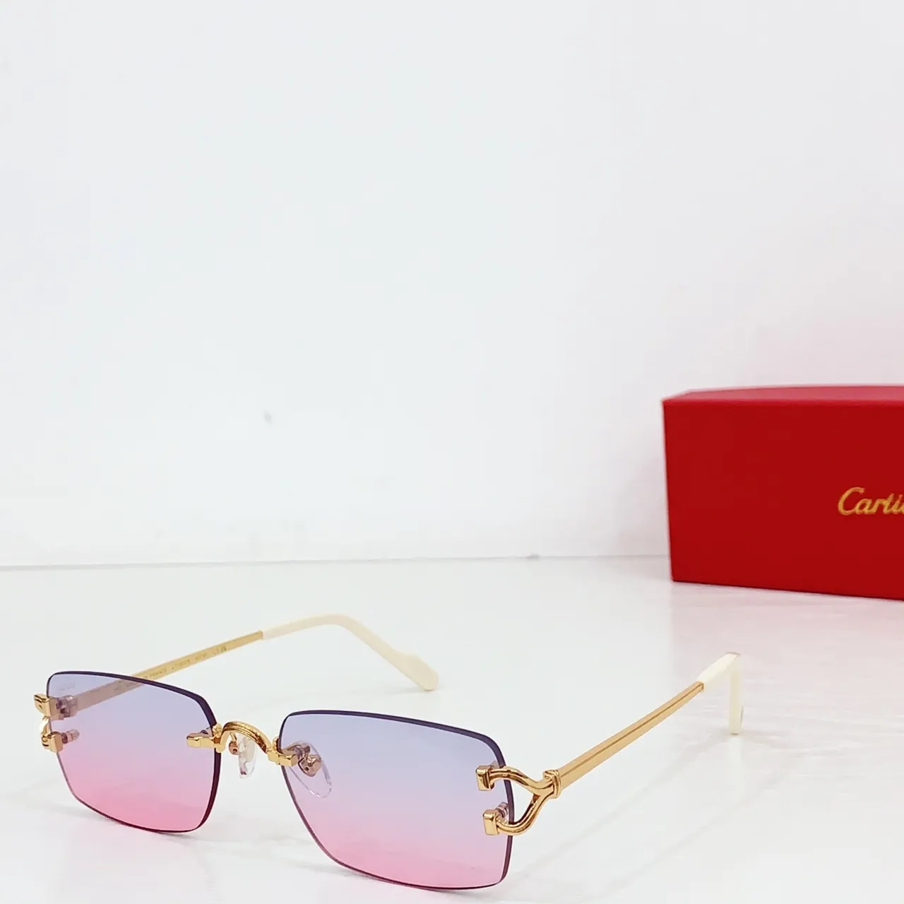 Cartier Lunettes de Soleil Sans Monture Ton Or Dégradé Gris 6